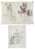 Oliver Messel, Three costume designs for 'Countess Ranevskaya' in The Queen of Spades