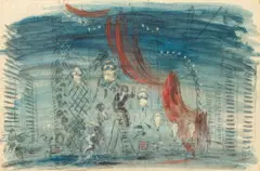 Oliver Messel, A set design for Ring Round the Moon, Globe Theatre, 1950, gouache, watercolour, chalk and pencil