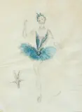 Oliver Messel, A costume design for a ballerina, probably for Homage to the Queen, Royal Opera House 1953, gouache and pencil