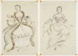 Oliver Messel, Three costume designs for 'The Feldmarschallin' and 'Sophie' in Der Rosenkavalier, Glyndebourne