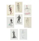 Oliver Messel, Eight costume designs, to include three from Gigi, 1973, variously watercolour, gouache and pencil