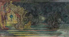 Leslie Hurry, A set design for the 'Garden of Imperial Palace' for Turandot, circa 1946, watercolour, gouache, pen and ink