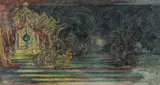 Leslie Hurry, A set design for the 'Garden of Imperial Palace' for Turandot, circa 1946, watercolour, gouache, pen and ink