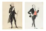 Carl Toms, A costume for Stanley Clarkson as 'Alidoro' in La Cenerentola, circa 1959, watercolour, gouache and pencil