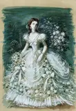 Carl Toms, A costume design for Vivien Leigh as 'Marguerite Gautier' in The Lady of the Camellias, circa 1961, gouache, watercolour and pencil