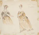 Alix Stone, Costume designs for Ingrid Bergman as 'Natalia Petrovna' in A Month in the Country, 1965, watercolour, gouache and pen and ink
