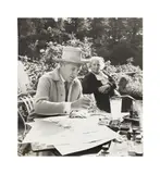 Geoffrey Sawyer, Cecil Beaton at Reddish House, circa 1965, Four of Beaton painting in the garden at Reddish House
