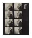 American School, Cecil Beaton and Audrey Hepburn for US Vogue, March 1964, Eight double portraits, bust-length, Hepburn with floral headdress, black and white contact sheet