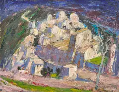 Anne Redpath Obe Rsa Ara Lld Arws Roi Rba, Hillside Village, Corsica, oil on board