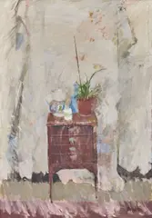 John G Boyd Rp Rgi, Still life with plant and jug, oil on canvas