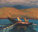 In-shore Fishermen by R.U.A. Charles Vincent Lamb R.H.A., oil on canvas, sold Jun 2025