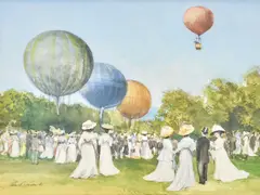 John S. Goodall, Ballooning in the park, watercolour, gouache and pencil