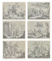 Francesco Bartolozzi R.A., March, June, July, August, October and December from the months of the year, engravings on laid paper