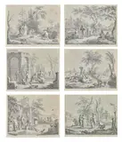 Francesco Bartolozzi R.A., March, June, July, August, October and December from the months of the year, engravings on laid paper