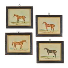 J. Rogers, Studies of four horses, Jerry, Cedric, Blucher and Aladden, watercolour