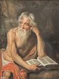 English School, St Jerome in the Wilderness, pastel