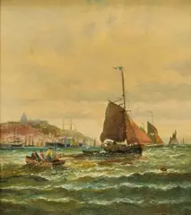 A fresh breeze off Boulogne by William Anslow Thornbery, oil on canvas, sold Sep 2025