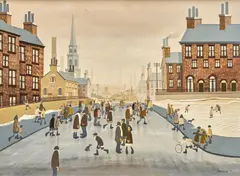 Brian Shields, Town at Winter, oil on panel