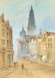 Edward Nevil, Strasbourg; Antwerp; Brussels; Malines, watercolour and gouache