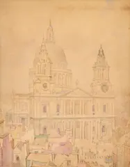 Arthur Cecil Fare, St Paul's Cathedral, watercolour and pencil