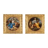 Nicolas Fouché, Flore ; Iris, a pair, oil on canvas, round shaped