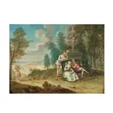François Octavien, Scène galante au parc, signé 'octavien' (en bas à gauche)