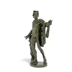 Francesco Righetti I, patinated bronze figure of the Apollo Belvedere, patinated bronze