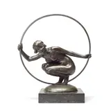 Gilbert William Bayes Ra, patinated bronze figure of the 'Greek Dancer', patinated bronze