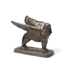 Hamo Thornycroft, patinated bronze model of an Assyrian lion or sphinx, patinated bronze