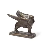 Hamo Thornycroft, patinated bronze model of an Assyrian lion or sphinx, patinated bronze