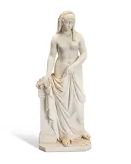 William Brodie, carved marble figure of a classical semi-clad maiden, marble