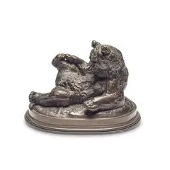 Antoine-Louis Barye, patinated bronze model of 'Ours Assis', patinated bronze