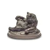 Antoine-Louis Barye, patinated bronze model of 'Ours Assis', patinated bronze