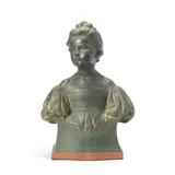 Edward Alfred Briscoe Drury Ra, bronzed patinated plaster bust of 'The Age of Innocence', patinated plaster