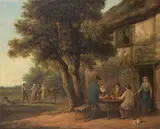Edward Robert Smythe, Outside the inn, oil on canvas