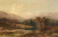 Henry W. Henley, A Welsh river in autumn, oil on canvas