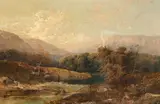 Henry W. Henley, A Welsh river in autumn, oil on canvas