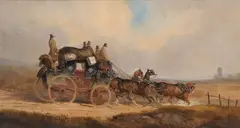 Charles Cooper Henderson, The Louth to London Royal Mail; The Royal Mail changing teams, oil on canvas
