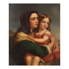 Paul Falconer Poole, Portrait of a mother and child, oil on canvas