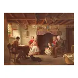 Sydney Moorish, Sabbath evening in a shepherds cottage, oil on canvas