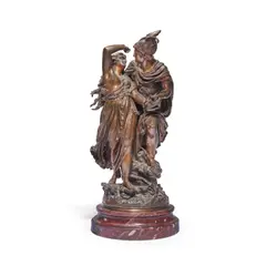 late 19th / early 20th century patinated bronze figural group of 'Perseus Freeing Andromeda' by Jean-Louis Grégoire, patinated bronze, sold Sep 2025