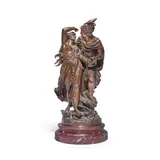 Jean-Louis Grégoire, late 19th / early 20th century patinated bronze figural group of 'Perseus Freeing Andromeda', patinated bronze