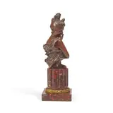 Georges Van der Straeten, patinated bronze bust of a coquettish young woman