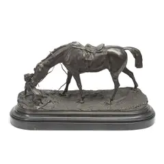 Piere Jules Mêne, bronze model of 'Jument à L'Écurie Jouant Avec un Chien (mare with dog)', bronze