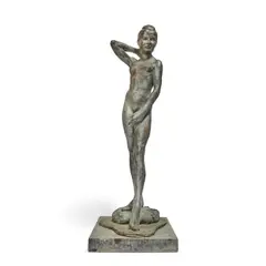 Enzo Plazzotta, bronze figural study of a young girl, bronze