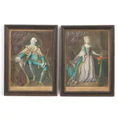 Carington Bowles, His Most Excellent Majesty George III and Her Most Excellent Majesty Charlotte, A pair of hand-coloured aquatints, 35.5cm x 25cm,  mounted within original glazed frames (2)
