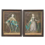 Carington Bowles, His Most Excellent Majesty George III and Her Most Excellent Majesty Charlotte, A pair of hand-coloured aquatints, 35.5cm x 25cm,  mounted within original glazed frames (2)