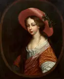 Sir Peter Lely, Portrait of a young lady, half-length, within a painted oval, oil on canvas
