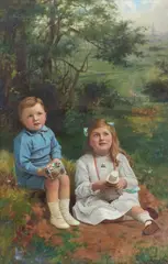 Charles Spencelayh, Rms, Hrbsa, Brother and sister, oil on canvas