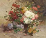 Eugène Henri Cauchois, Still life of chrysanthemums, oil on canvas